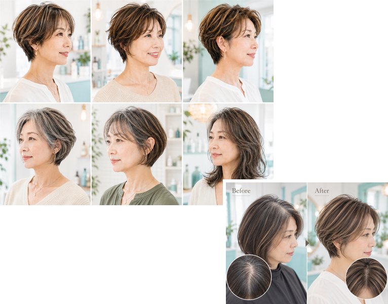 白髪ぼかしで自然に若見え