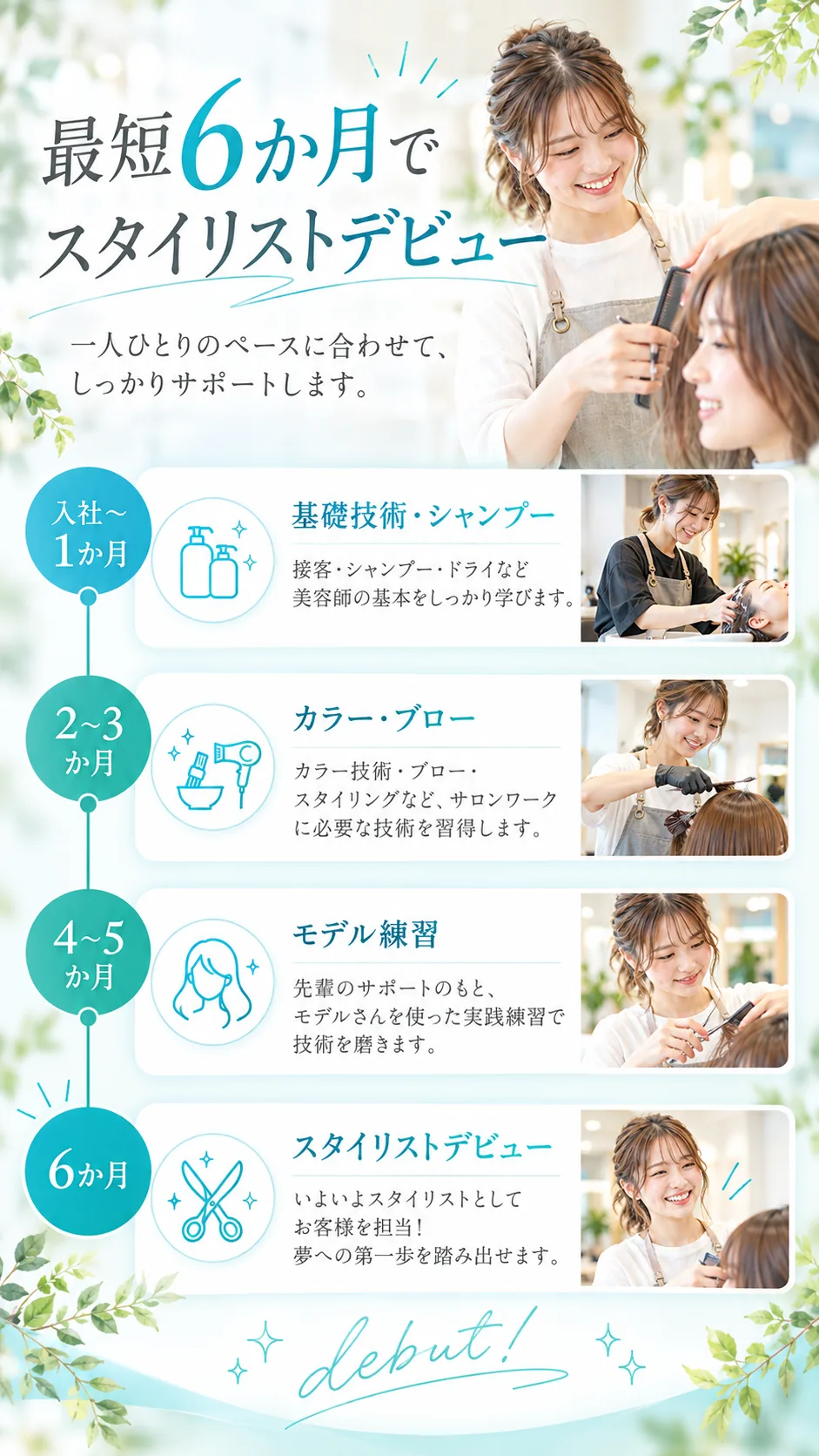 最短6か月でスタイリストデビュー